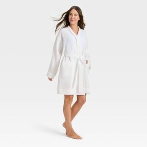 Women's Waffle Short Robe - Auden White XL/XXL